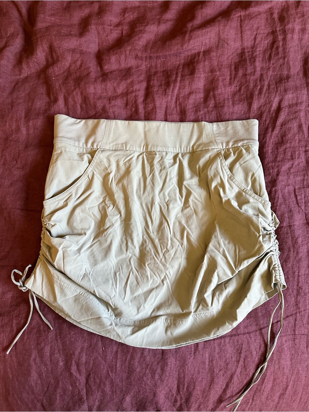 Columbia Beige Drawstring Ruched Hiking Skort